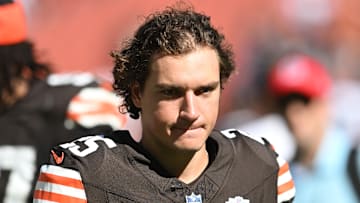 Sep 7, 2025; Cleveland, Ohio, USA; Cleveland Browns place kicker Andre Szmyt (25) at Huntington Bank Field. Mandatory Credit: Ken Blaze-Imagn Images