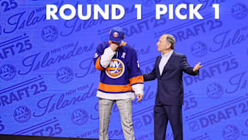 Matthew Schaefer had an emotional moment as his name was called by Commissioner Gary Bettman.