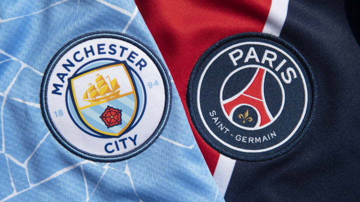 The Club Badges of Manchester City and Paris Saint-Germain