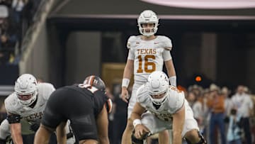 Dec 2, 2023; Arlington, TX, USA; Texas Longhorns quarterback Arch Manning (16) in action during the