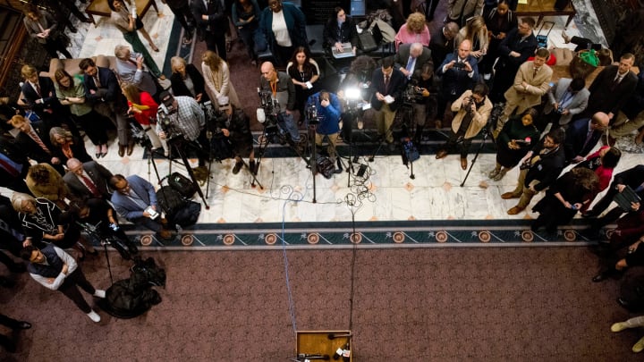 Florida governor and presidential candidate Ron DeSantis speaks at the South Carolina capitol in