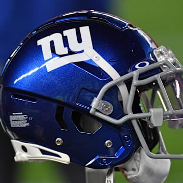 Dec 25, 2023; Philadelphia, Pennsylvania, USA; New York Giants helmet against the Philadelphia Eagles at Lincoln Financial Field.  