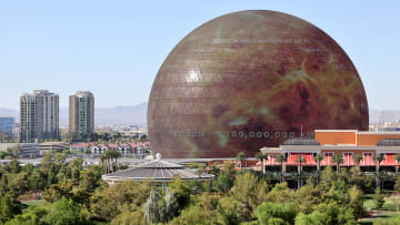 Sphere Lights Up Las Vegas Skyline