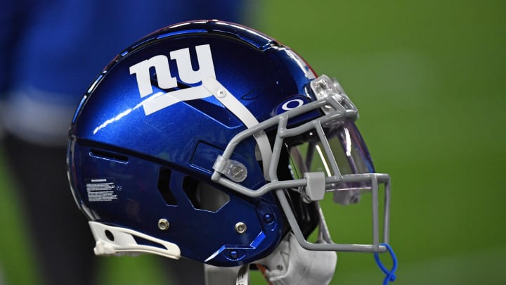 Dec 25, 2023; Philadelphia, Pennsylvania, USA; New York Giants helmet against the Philadelphia