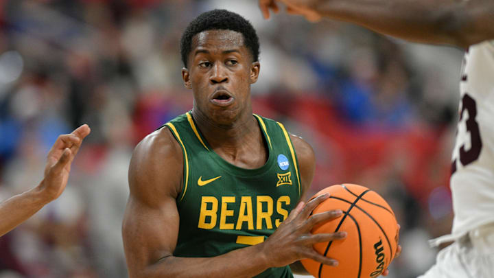 Mar 21, 2025; Raleigh, NC, USA; Baylor Bears guard VJ Edgecombe (7) has the ball against the Mississippi State Bulldogs during the second half in the first round of the NCAA Tournament at Lenovo Center. Mandatory Credit: Zachary Taft-Imagn Images Mar 21, 2025; Raleigh, NC, USA; Baylor Bears guard VJ Edgecombe (7) has the ball against the Mississippi State Bulldogs during the second half in the first round of the NCAA Tournament at Lenovo Center. Mandatory Credit: Zachary Taft-Imagn Images