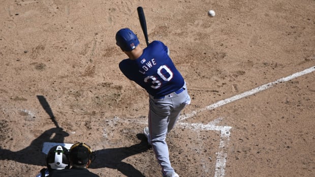 Nathaniel Lowe had two of the Rangers seven hits and scored a run.