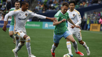 May 5, 2024; Seattle, Washington, USA; Seattle Sounders FC midfielder Albert Rusnak (11) controls the ball against the LA Galaxy during the second half at Lumen Field. Mandatory Credit: Joe Nicholson-USA TODAY Sports