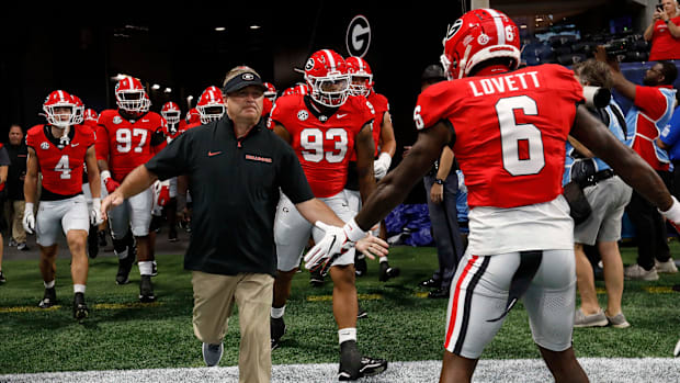 Georgia head football coach Kirby Smart before a gam