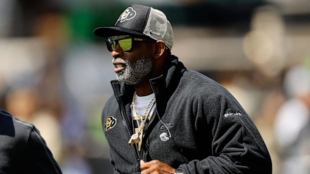 Colorado Buffaloes head coach Deion Sanders during the spring game at Folsom Field. 