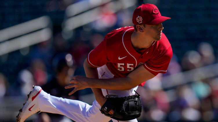 Cincinnati Reds relief pitcher Brandon Williamson (55) throws a pitch.