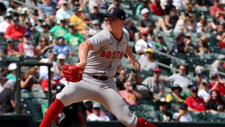 Sep 10, 2025; West Sacramento, California, USA; Boston Red Sox pitcher Kyle Harrison (38) throws a pitch against the Athletics during the sixth inning at Sutter Health Park. Mandatory Credit: Dennis Lee-Imagn Images