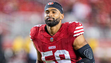 August 19, 2023; Santa Clara, California, USA; San Francisco 49ers linebacker Curtis Robinson (59) after the game against the Denver Broncos at Levi's Stadium. Mandatory Credit: Kyle Terada-USA TODAY Sports