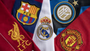 The Club Badges of Liverpool, Barcelona, Real Madrid, Inter Milan and Manchester United