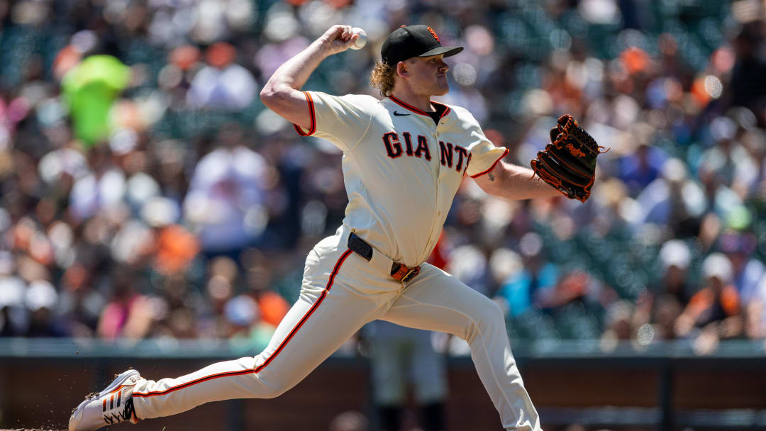 Jun 12, 2024; San Francisco, California, USA;  San Francisco Giants pitcher Logan Webb (62) throws a pitch during the first inning against the Houston Astros at Oracle Park.