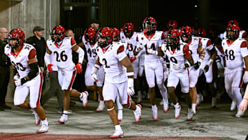 Sep 6, 2025; Pullman, Washington, USA; San Diego State Aztecs run onto the field for the start of the second half against the Washington State Cougars at Gesa Field at Martin Stadium. 