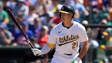 Tyler Soderstrom takes an at-bat for the Athletics in 2025.