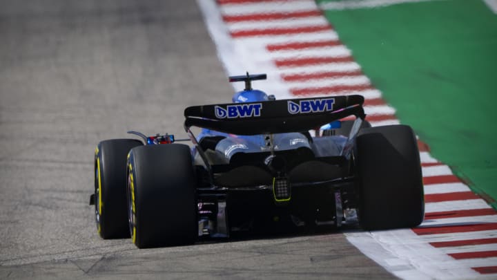 Oct 21, 2023; Austin, Texas, USA; BWT Alpine F1 driver Pierre Gasly (10) of Team France drives during the Sprint Race of the 2023 United States Grand Prix at Circuit of the Americas. Mandatory Credit: Jerome Miron-USA TODAY Sports