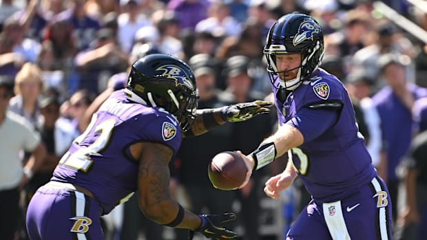 Baltimore Ravens Quarterback Cooper Rush and Running Back Derrick Henry