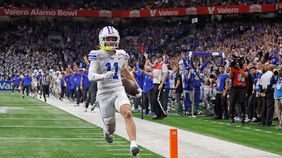 BYU's Parker Kingston returns a kick for a touchdown against Colorado at the Valero Alamo Bowl