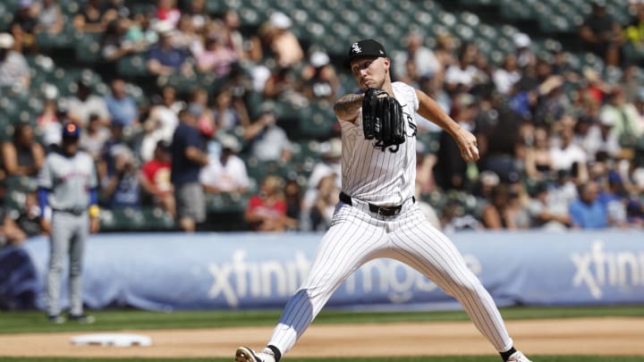 Chicago White Sox starting pitcher Garrett Crochet (45) delivers a pitch against the New York Mets during the first inning at Guaranteed Rate Field on Sept. 1.