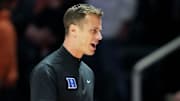 Duke basketball coach Jon Scheyer during the college basketball exhibition game against Tennessee on October 26, 2025, in Knoxville, Tenn.