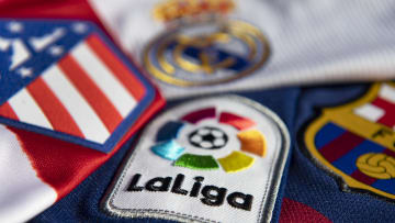 The La Liga Logo with the Atlético Madrid, Real Madrid and FC Barcelona Club Badges