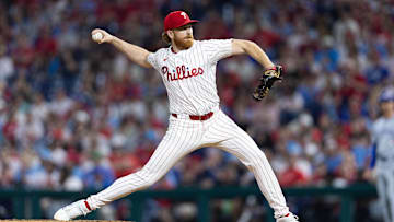 May 7, 2024; Philadelphia, Pennsylvania, USA; Philadelphia Phillies pitcher Spencer Turnbull (22) throws a pitch during the eighth inning against the Toronto Blue Jays at Citizens Bank Park. Mandatory Credit: Bill Streicher-Imagn Images