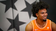 Tennessee guard Ja'Kobi Gillespie (0) during Tennessee basketball's media day and practice held at Pratt Pavilion on Oct. 9, 2025.