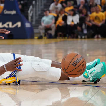 Jimmy Butler on the floor during the Warriors-Timberwolves series. 