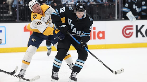 Hockey player in black uniform