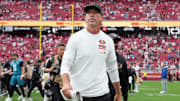 Sep 28, 2025; Santa Clara, California, USA; San Francisco 49ers head coach Kyle Shanahan walks off of the field after the game against the Jacksonville Jaguars at Levi's Stadium. Mandatory Credit: Darren Yamashita-Imagn Images