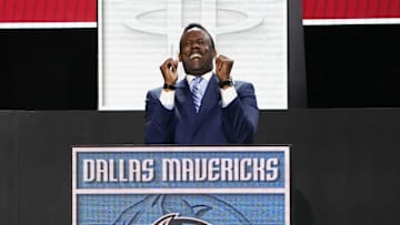 May 12, 2025; Chicago, Illinois, US; Rolando Blackman of the Dallas Mavericks reacts after winning the the first pick during the 2025 NBA Draft Lottery at McCormick Place. Mandatory Credit: David Banks-Imagn Images