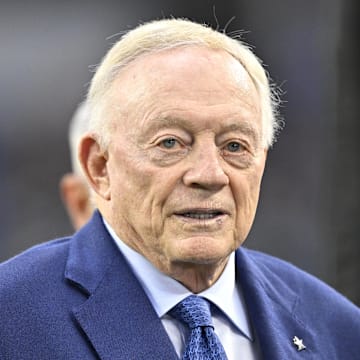 Dallas Cowboys owner Jerry Jones looks on before the game against the Green Bay Packers at AT&T Stadium.