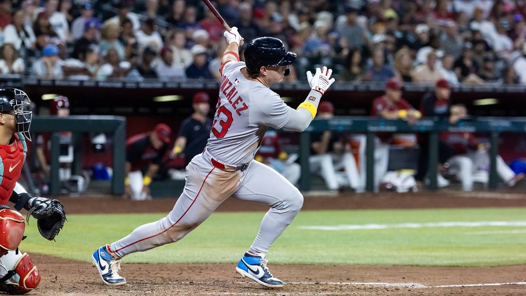 Sep 7, 2025; Phoenix, Arizona, USA; Boston Red Sox first baseman Romy Gonzalez against the Arizona Diamondbacks at Chase Field. Mandatory Credit: Mark J. Rebilas-Imagn Images Sep 7, 2025; Phoenix, Arizona, USA; Boston Red Sox first baseman Romy Gonzalez against the Arizona Diamondbacks at Chase Field. Mandatory Credit: Mark J. Rebilas-Imagn Images
