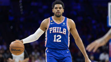 Jan 10, 2023; Philadelphia, Pennsylvania, USA; Philadelphia 76ers forward Tobias Harris (12): Bill Streicher-USA TODAY Sports