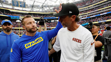San Francisco 49ers head coach Kyle Shanahan (R) and Los Angeles Rams head coach Sean McVay (L)