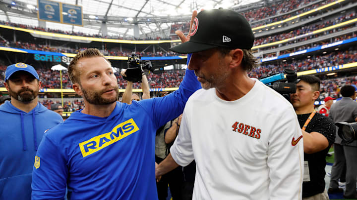 San Francisco 49ers head coach Kyle Shanahan (R) and Los Angeles Rams head coach Sean McVay (L)