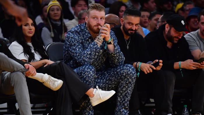 Jan 11, 2024; Los Angeles, California, USA; Las Vegas Raiders player Maxx Crosby attends the game