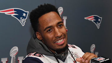 Feb 1, 2017; Houston, TX, USA; New England Patriots cornerback Logan Ryan during a press conference