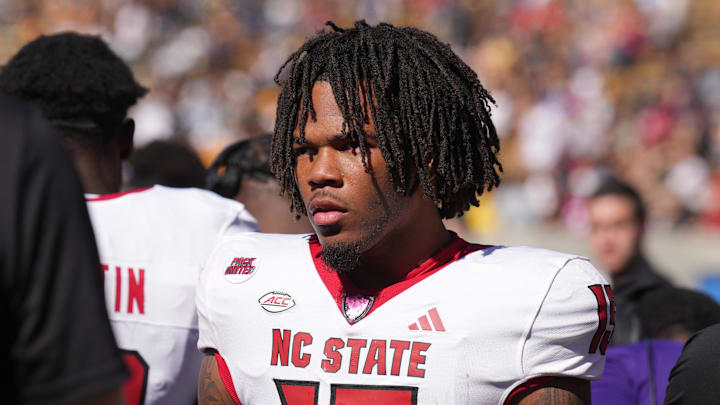 Oct 19, 2024; Berkeley, California, USA; North Carolina State Wolfpack cornerback Tamarcus Cooley (15) stands on the sideline during the first quarter against the California Golden Bears at California Memorial Stadium. Mandatory Credit: Darren Yamashita-Imagn Images