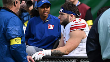 Cam Skattebo suffered a season-ending ankle injury against the Eagles in Week 8.