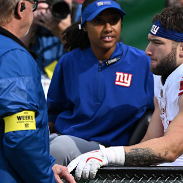 Cam Skattebo suffered a season-ending ankle injury against the Eagles in Week 8.