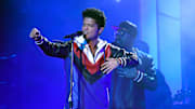 Feb 12, 2017; Los Angeles, CA, USA; Bruno Mars performs during the 59th Annual Grammy Awards at Staples Center. Mandatory Credit: Robert Hanashiro-USA TODAY NETWORK
