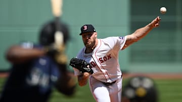 Apr 24, 2025; Boston, Massachusetts, USA; Boston Red Sox starting pitcher Garrett Crochet (35) pitches against the Seattle Mariners during the first inning at Fenway Park. Mandatory Credit: Brian Fluharty-Imagn Images