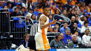 Mar 22, 2025; Lexington, KY, USA; Tennessee Volunteers guard Chaz Lanier (2) reacts after a play during the second half against the UCLA Bruins in the second round of the NCAA Tournament at Rupp Arena. Mandatory Credit: Jordan Prather-Imagn Images