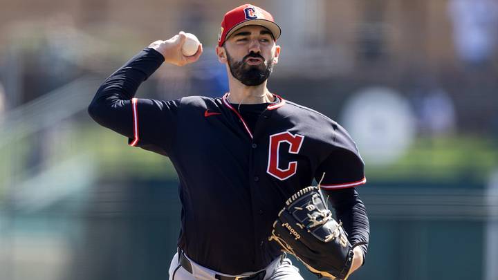 Feb 24, 2026: Cleveland Guardians pitcher Colin Holderman against the Los Angeles Dodgers during a spring training game at Camelback Ranch-Glendale. 