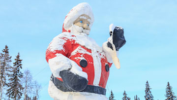 A giant Santa statue in North Pole, Alaska.
