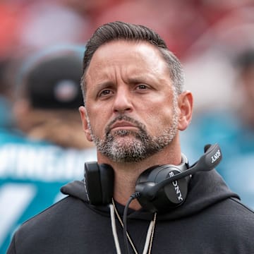 September 28, 2025; Santa Clara, California, USA; Jacksonville Jaguars defensive coordinator Anthony Campanile before the game against the San Francisco 49ers at Levi's Stadium. Mandatory Credit: Kyle Terada-Imagn Images