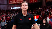Nebraska Cornhuskers head coach Fred Hoiberg walks onto the court at Pinnacle Bank Arena.