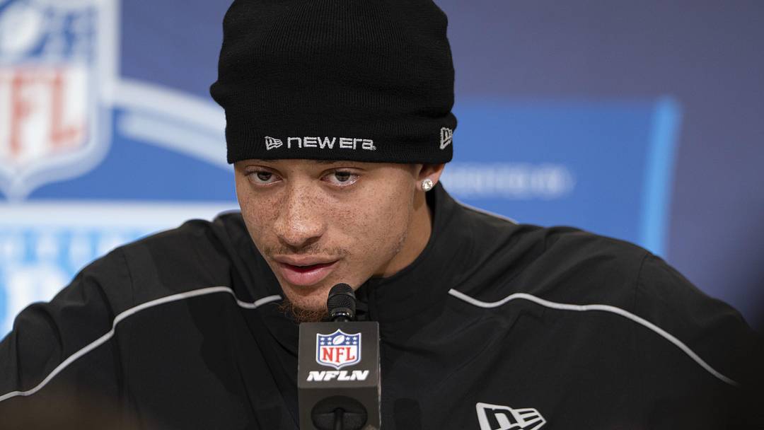 Feb 26, 2026; Indianapolis, IN, USA; Clemson defensive back Avieon Terrell (DB31) speaks to media members during the NFL Combine at the Indiana Convention Center. Mandatory Credit: Jacob Musselman-Imagn Images